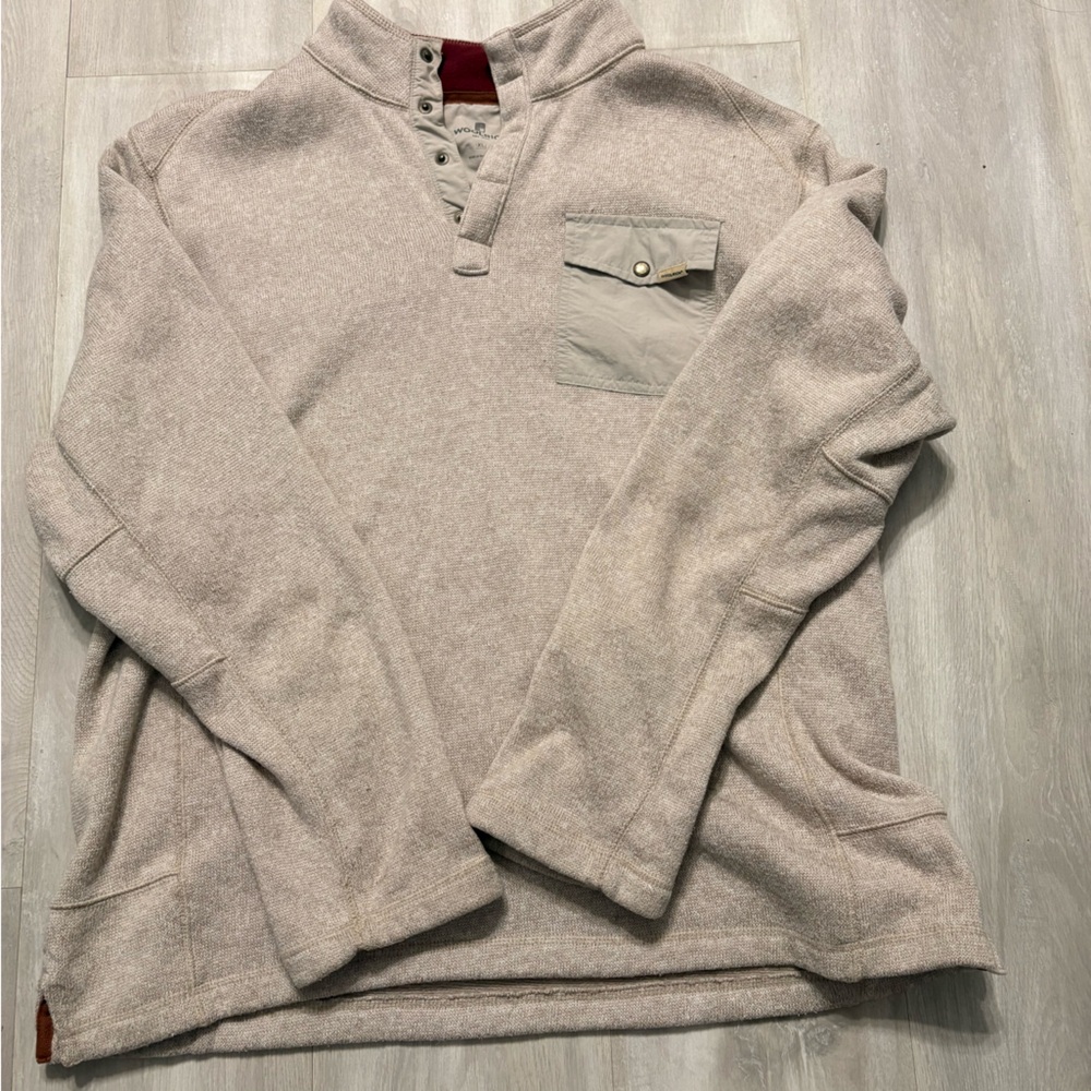 Woolrich Men's Light Beige Pullover Sweater with Chest Pocket